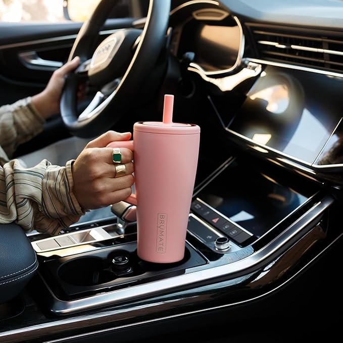 BrüMate Era 30 oz Tumbler with Handle & Straw | 100% Leakproof Insulated Water Bottle Tumbler with Lid & Flexible SoftSip Straw | Made of Stainless Steel | Cup Holder Friendly | 30oz (Violet Crush)