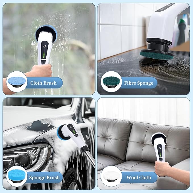 Electric Spin Scrubber, 380 RPM 30KG Non-Stalling 2 Speeds Power Bathroom Shower Cleaner, Brush Supplies Mothers Day Gift for Mom from Daughter Son