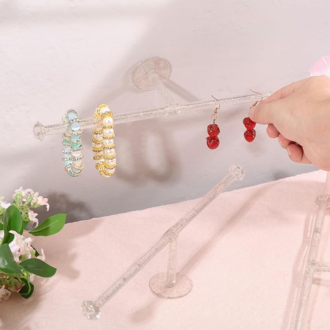 CHGCRAFT 2 Set Wall Jewelry Organizer Self Adhesive Necklace Holder Plastic Headband Organizer Jewelry Storage Rack for Earrings Bracelet Display