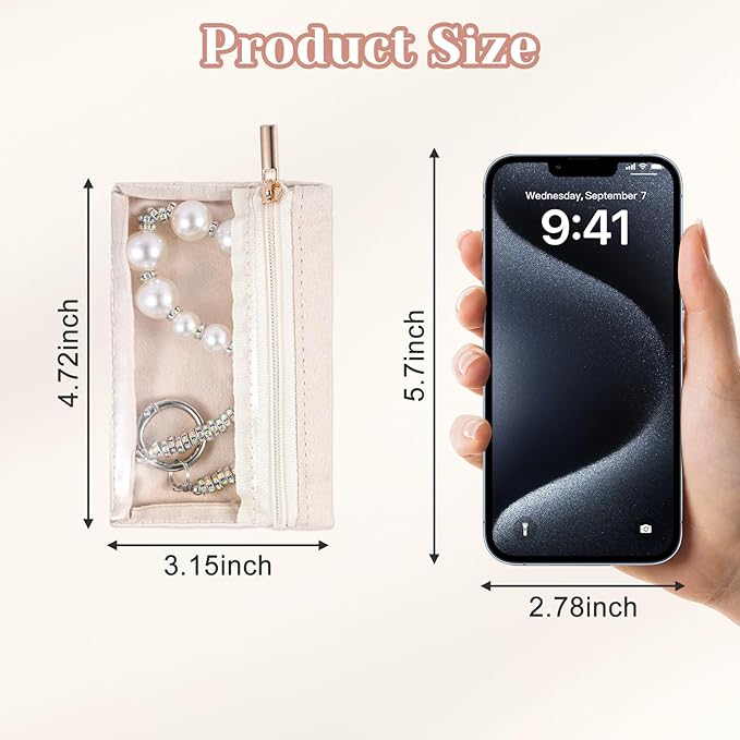 12PCS Travel Jewelry Bags for Women, Portable Jewelry Storage Bag Travel for Women, Velvet Zipper Pockets Storage Box Organizer Pouches Case Gifts for Rings, Earrings, Necklace