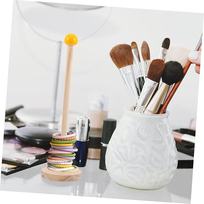 Wood Hair Accessories Organizer Stand with Unique Ball Shape for Versatile Scrunchies and Hair Ties Holder Rack for Bedroom Bathroom and Rooms