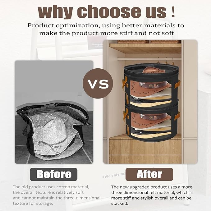 STARGAZ Oversized Clear Hat Storage Bag, Hat boxes for women storage, Cowboy hat storage, Hat accessories, hat organizer for closet, hat travel case with Handle, Holds Up to 10 Hats (Black 1 Pack)