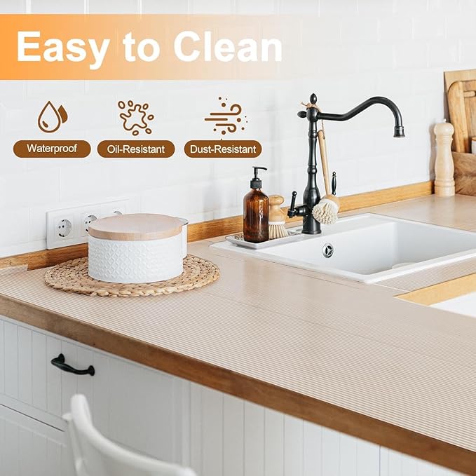 FEXIA Shelf Liners for Kitchen Cabinets Non-Slip Drawer Liner 16 Inches x 20 FT Waterproof & Oil-Proof Non Adhesive Durable Material Fridge Liner for Shelves (2 Rolls)