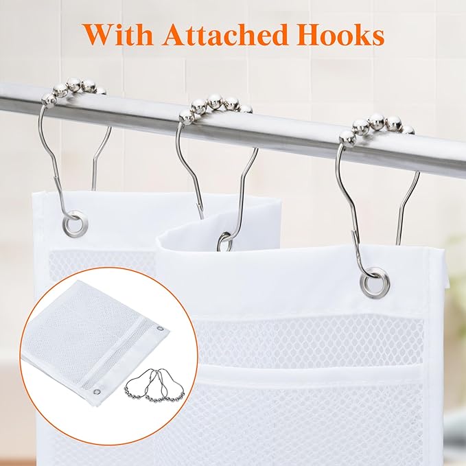 Lifewit Mesh Shower Caddy, 9 Pockets Hanging Shower Organizer with Quick Drying Mesh, Portable Space Saving Bathroom Organizer to Hold Soap, Shampoo and Cruise Ship Essentials, White, Large - 2 Pack