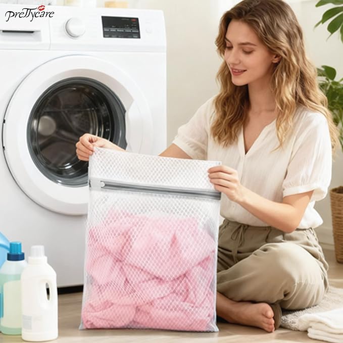 PrettyCare 3 Large (16x19inch) Mesh Laundry Bags for Delicates, Durable Honeycomb Wash Bags with Premium Zippers - Laundry Essentials Mesh Bags for Lingerie, Bras, Socks, Sweater, Travel & Organizing