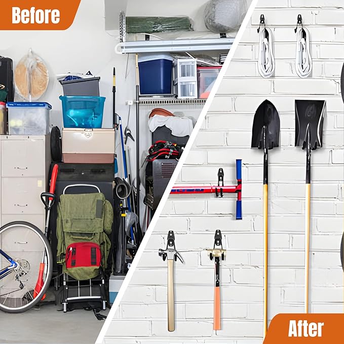 Garage Hooks & Extension Cord Storage Straps, Heavy Duty 2.8 inch Wall Mounted Storage Hangers for Ladders, Hose, Bike, Garden Tools Organization 6 Pack