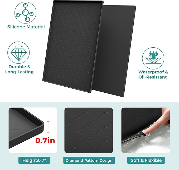 URMONA 22" x 14" Waterproof Silicone Mat in Multiple Sizes & Colors, Under Sink Mat for Kitchen & Bathroom, Pet Food Pad for Dogs & Cats, Kitchen Cabinet Liner, Multi-Purpose for Storage(Khaki)