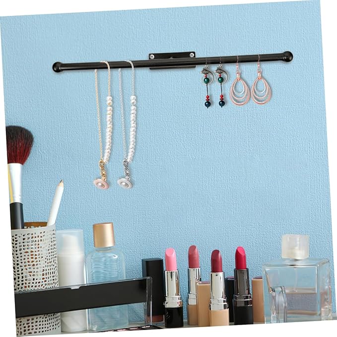 Cabilock Wall Mounted Jewelry Organizer Hangable Necklace Rack with Hooks Storage Shelf for Earrings and Bracelets Decorative Jewelry Display for Home