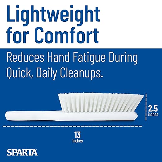 SPARTA Handheld Soft Counter Brush 8 Inch Bristle Span, Multi-Use Dust Brush with 5 Inch Handle for Tables, Countertops, and Delicate Surfaces, Polyester, White, (Pack of 6)
