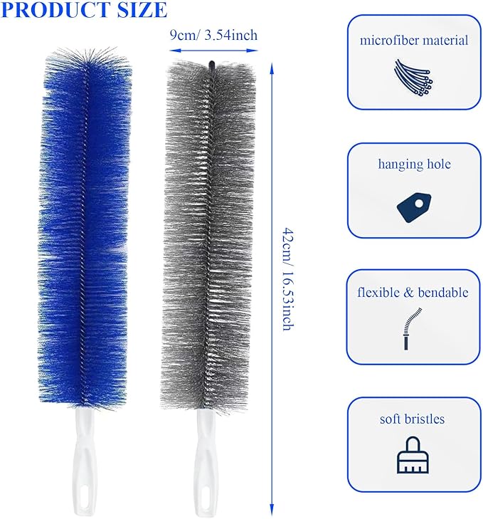 2 Pack Cobweb Dusters, Bendable Fan Cleaning Brush, Flexible Ceiling Fan Cleaner, Dusting Brush for Air Conditioning Shutters
