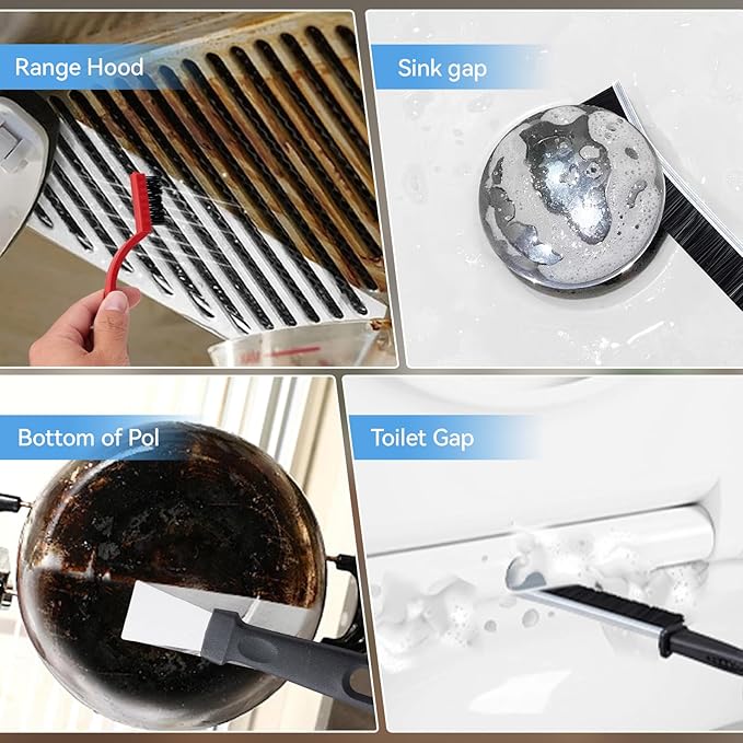 13PCS Crevice Cleaning Brush Set,Multifunctional Cleaning Brush Tools,Hard Bristle Crevice Cleaning Supplies for Kitchen, Bathroom, Cup,Window