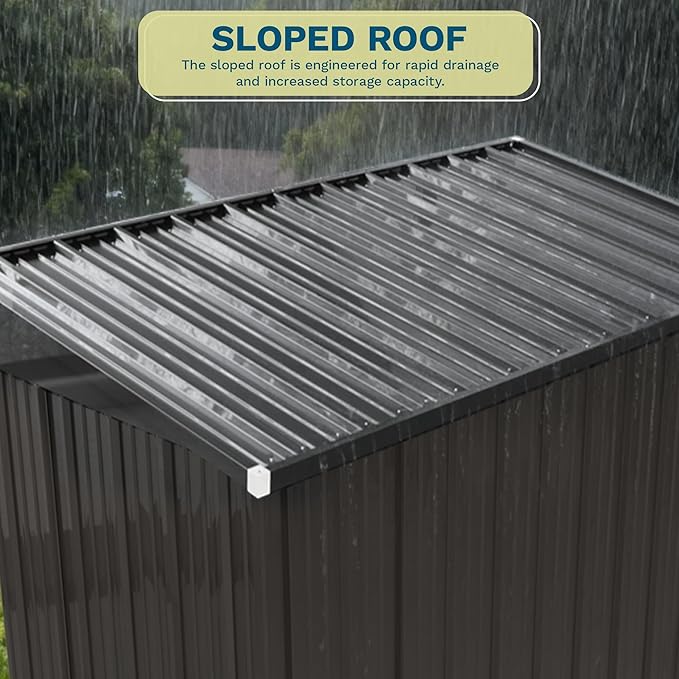 Patiowell 8x4 FT Outdoor Storage Shed, Heavy Duty Tool Metal Sheds with 3 Lockable Doors and Updated Frame Structure for Backyard Patio Lawn, Black