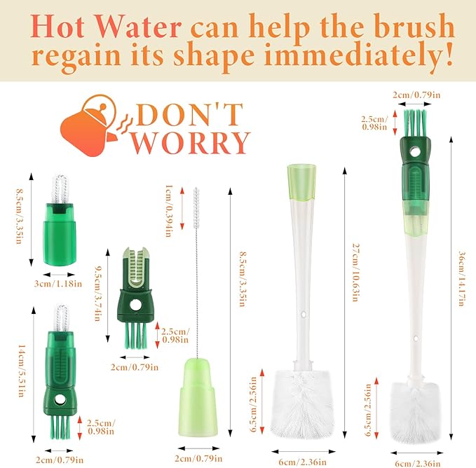 5 in 1 Water Bottle Brushes for Cleaning, Easily Cleans The Cup Mouth, Lid, Bottom, and Straw.Multifunctional Insulation Bottle Cleaning Tools, Home Kitchen Cleaning Tools