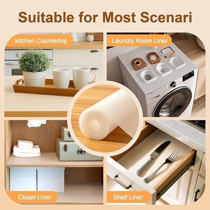 FEXIA Shelf Liners for Kitchen Cabinets Non-Slip Drawer Liner 24 Inches x 20 FT Waterproof & Oil-Proof Non Adhesive Durable Material Fridge Liner for Shelves