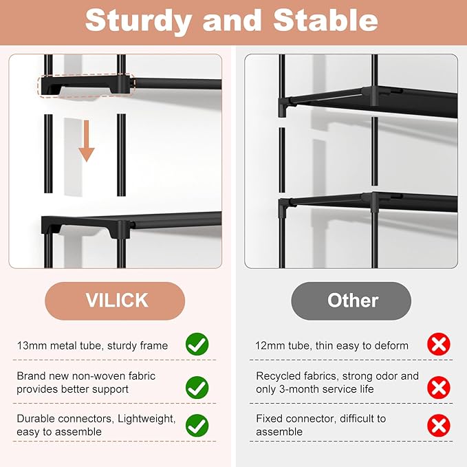 5 Tier Shoe Rack with Hook and Side Pocket,Shoe Organizer Space Saver Storage for 20-25 Pair Shoe Storage Shelf Sturdy Free Standing Long Shoe Rack Organizer for Closet,Entryway,Small Spaces
