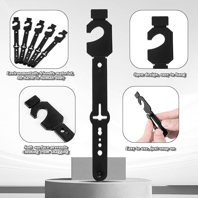 Geelin 100 Pack Belt Hanger Black Plastic Belt Hangers, Tie Hangers Bulk for Men, Closet Organizers, Storage, Retail