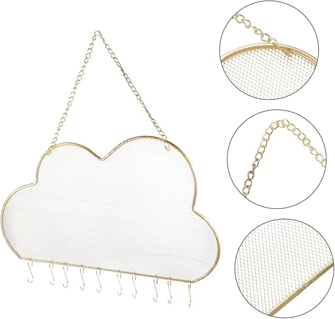 SAFIGLE Cloud Shape Jewelry Organizer Wall Mounted Iron Mesh Necklace and Earring Display Rack Stylish Hanging Jewelry Holder for Women Versatile Accessory Storage