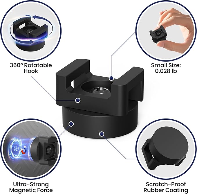 20Pcs Heavy Duty Magnetic Zip Tie Mount Kit - Strong Magnetic Cable Zip Tie Holder for Automotive, Home & Office Cable Management | Rubber-Coated Base, 22mm Diameter