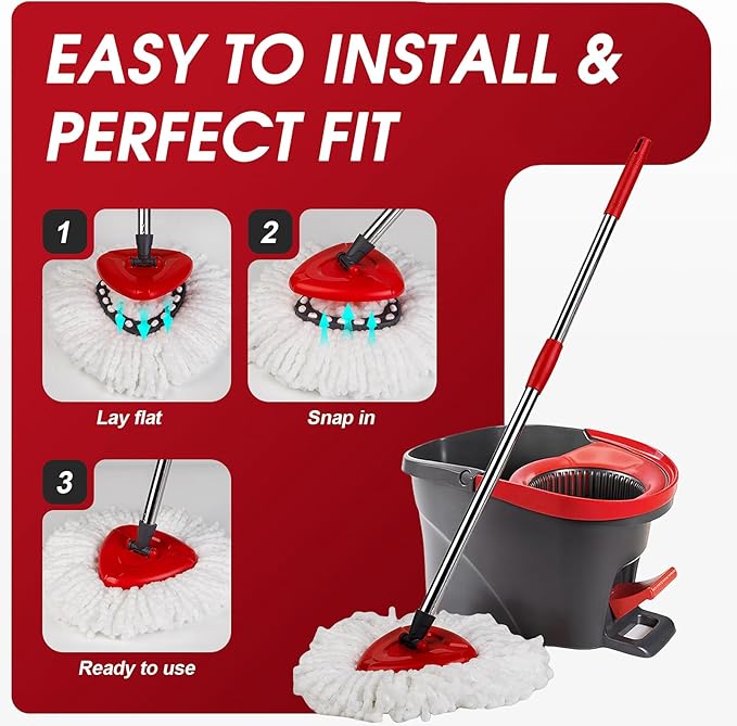 4 Pack Spin Mop Refills Head, Mop Heads Replacement for Spin Mop, Washable Microfiber Mop Replace Head Spin Mop, 360°Spinning Micro Replacement Mop Head for Easy House Cleaning Floor Mopping