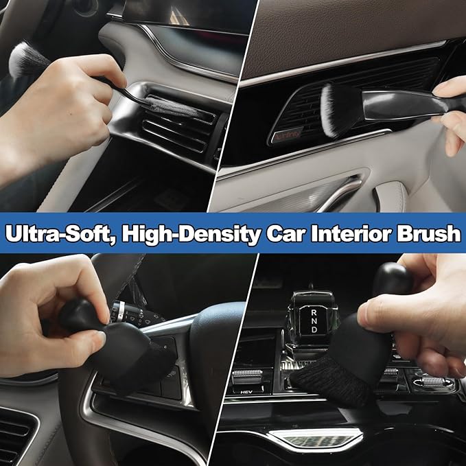 NIKCOSMK Windshield Cleaner Tool, 14Pcs Car Cleaning Kit - Car Interior Detailing Kit with Extendable Handle, Cleaning Gel & Microfiber Pads, All-in-One Inside Car Cleaning Supplies for Women Men