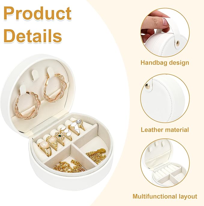 SIBAO 8 Pcs Leather Travel Jewelry Case,Small Portable Jewelry Organizer Box with handle, Gift for Necklace,Bracelet,Earrings,Earrings