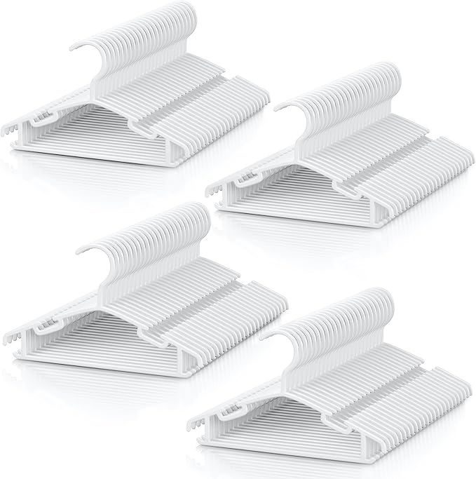 Kids Plastic Hangers, Baby Clothes Hangers for Closet 100 Packs Non-Slip Toddler Hangers for Infant Child Clothing, Small Children, for Pants Coats Skirts (White)