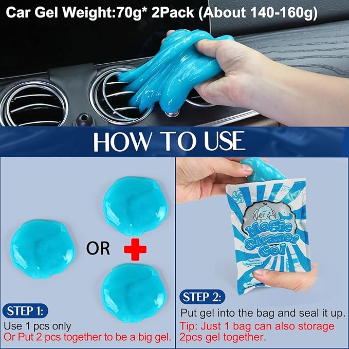 Car Interior Duster Detail Brush Cleaning Gel Kit, Soft Dash Vent Dusting Slime Putty Detailing Brushes Accessories Essentials Supplies Tools for Auto,Truck,SUV,RV