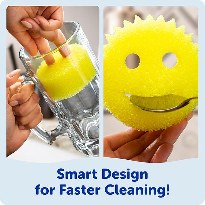 Scrub Daddy Color Sponges - Scratch-Free Multipurpose Dish Sponges for Kitchen, Bathroom & Household Cleaning - Made with BPA-Free Polymer Foam (3 Count)