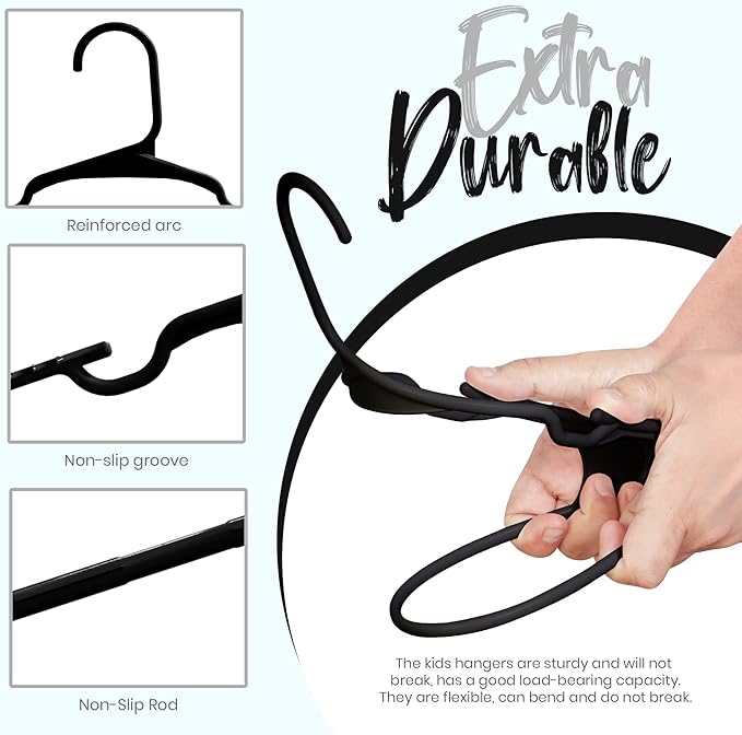 Utopia Home 40 Pack Kids Hangers - 11.5 Inch Plastic Baby Hangers for Closet - Childrens Hanger for Clothes & Infant Hanger for Closet - for Everyday Standard Use (Black)