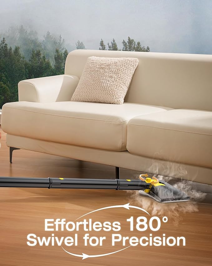 LABIGO 10-in-1 Steam Mop with Detachable Handheld Steamer, 350ml Tank, 10s Heat-Up, 248°F Steam Cleaner, 2-Level Control and Swivel Head for Floors, Carpets, Tiles, BBQ grill Multi-Surface Dark Grey