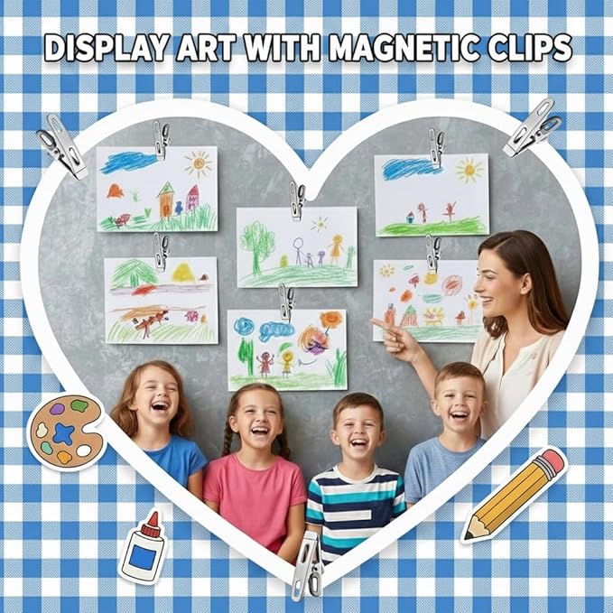 Magnetic Chip Bag Clips for Fridge, 12 Pack Heavy Duty Fridge Magnet with Strong Neodymium, Food Storage & Office Photo Calendar Holders