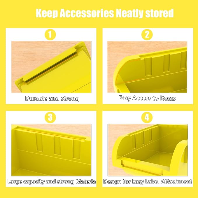 Wall Mounted Storage System 90PCS - Heavy-Duty Plastic Bins for Garage，Home, Closet & Bedroom Organization, Rack Holds Nuts, Bolts, Tools, Hardware