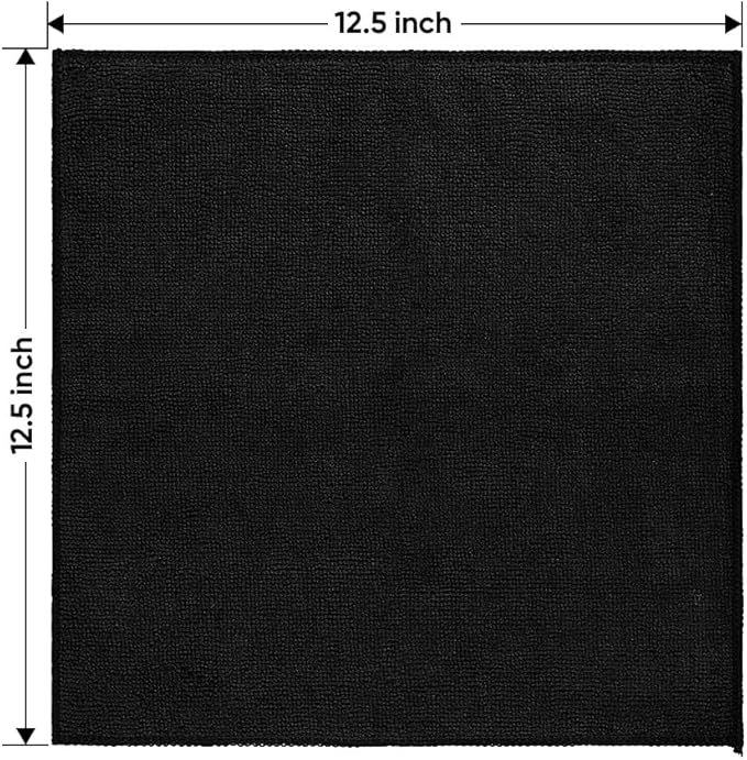 HOMEXCEL Black Microfiber Cleaning Cloth 6 Pack, 12.5 x 12.5 inch Microfiber Towels for Cars, Ultra Absorbent Car Washing Cloth, Lint Free Streak Free Cleaning Rags for Car, Kitchen, and Window