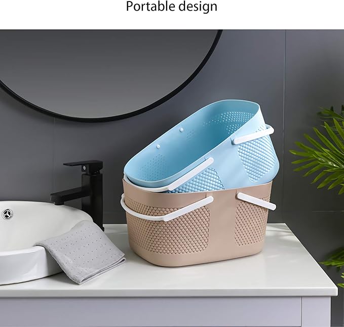 Shower Caddy Basket, Portable Large Capacity Thickened Plastic Organizer Storage Tote with Handles Drainage Toiletry Bag Bin for Bathroom, College Dorm Room Essentials, Kitchen, Camp, Gym, Blue