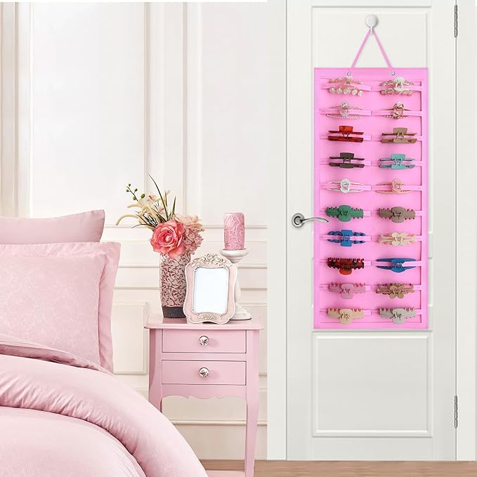 SMUK Hair Clip Organizer for Women & Girls - Hanging Mount Hair Claw Clip Holder & Stand Storage for Wall, Door, Closet