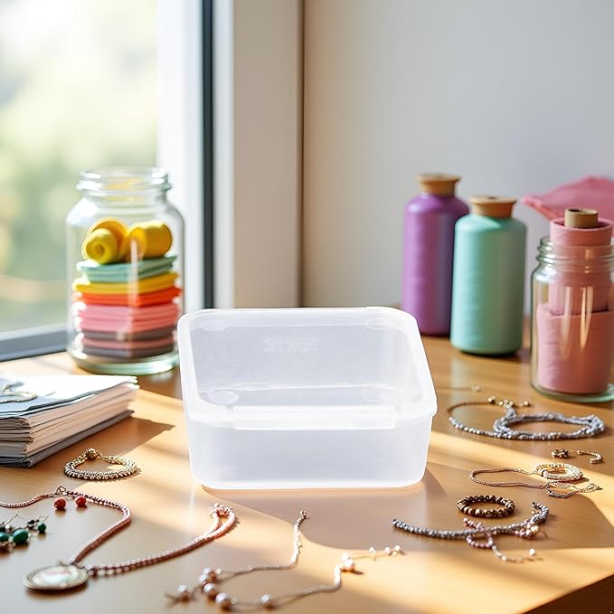 Square Clear Jewelry Storage Boxes Beads Crafts Case Containers-Reusable Plastic- 6x6x1.8cm Comfortable and Environmentally Professional Design Organization, Storage and Transport