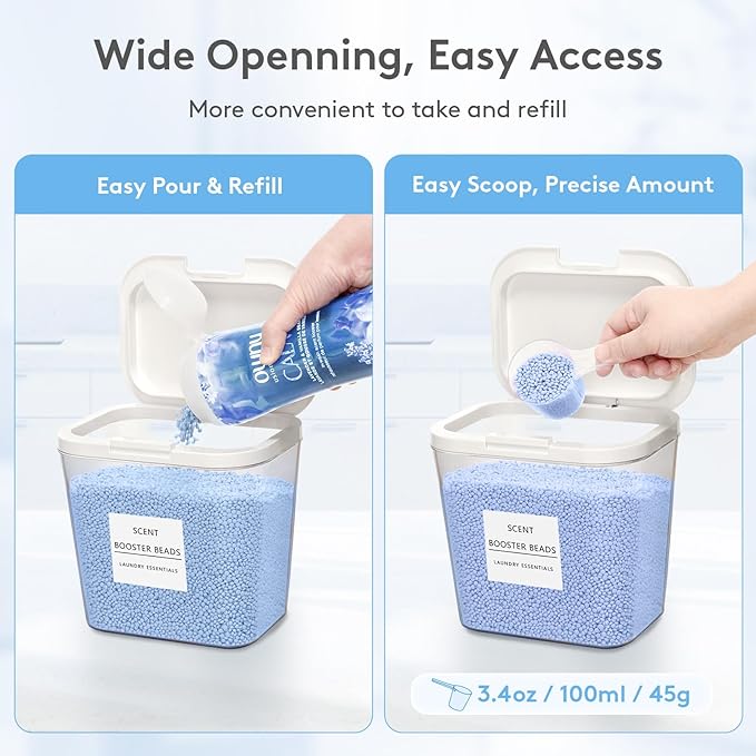 Lifewit 2 Pcs Laundry Pods Container with Pop-up Lid, Dryer Sheet Holder, Laundry Room Organization Storage Jars for Washing Powder, Soap, Scent Booster Beads, 2700 +4500ml/0.72+1.2gal