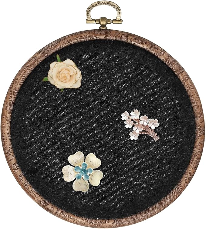 uxcell Round Pin Display Board, Velvet Wall Hanging Brooch Jewelry Display Stand Storage Holder for Enamel Pins Badges Brooches Jewelry, Black