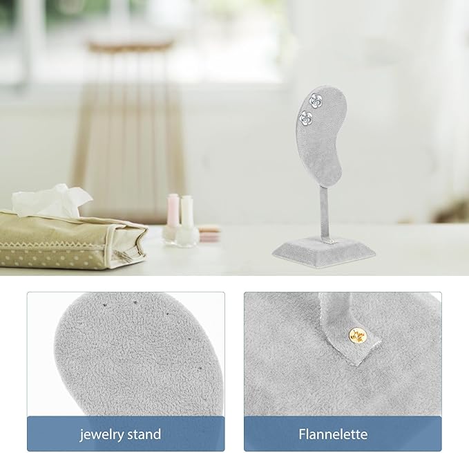 Ear Jewelry Holder Ear Studs Display Stand Velvet Ear-shaped Organizer for Women Jewelry Storage Accessory Organizer in Ice Gray