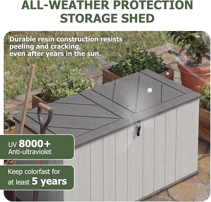 Aoxun 157 Gallon Outdoor Deck Box, Large Resin Storage Box with Lid, Waterproof & UV-Resistant Patio Storage for Cushions, Garden Tools, and Pool Accessories (White)