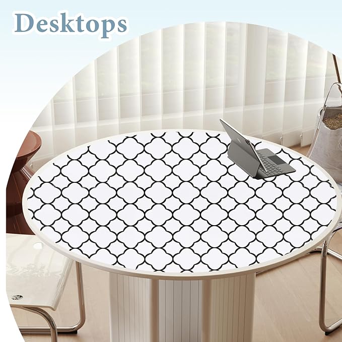 Shelf Drawer Liners for Kitchen Cabinets 17.3 x 354 Inches Non Adhesive Drawer Liner Thickened Refrigerator Liner Black Quatrefoil Strong Non-Slip Paper for Tool Box with Knife and Tape Measure