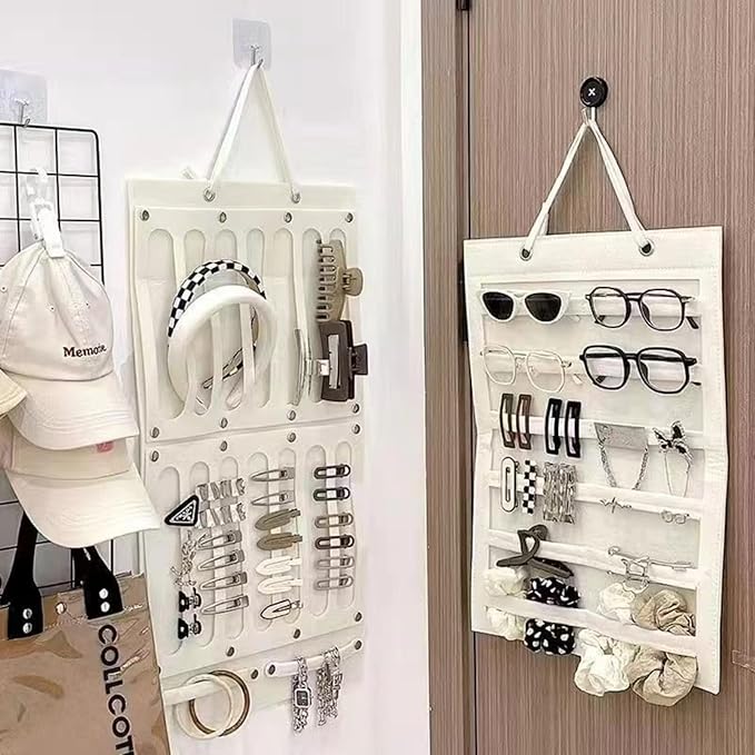 Hanging Claw Clip Organizer for Women Large Capacity Hair Bows Holder Hair Accessories Storage for Sunglasses, Hair Clips, Jewelry, Headbands, Claw Clips Organizer