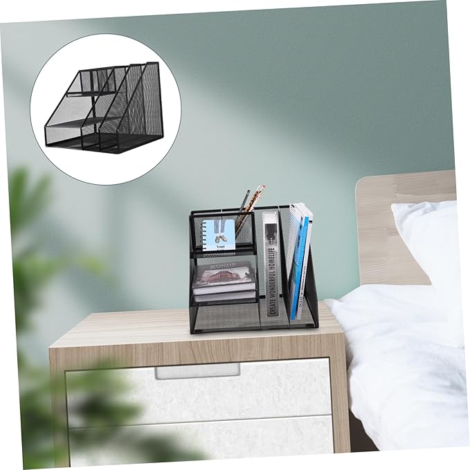 NUOBESTY Creative Multi-compartment Office Storage Rack Stylish Document Organizer for Desktop Material for Home Office Study Use Keeps Workspace Neat and Tidy