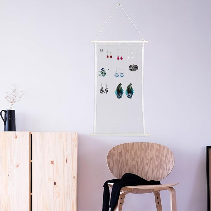 Garneck Hanging Earring Organizer Wall Holder with 17 Hooks Mesh Jewelry Display Rack for Earrings Storage Home Accessory Organizer