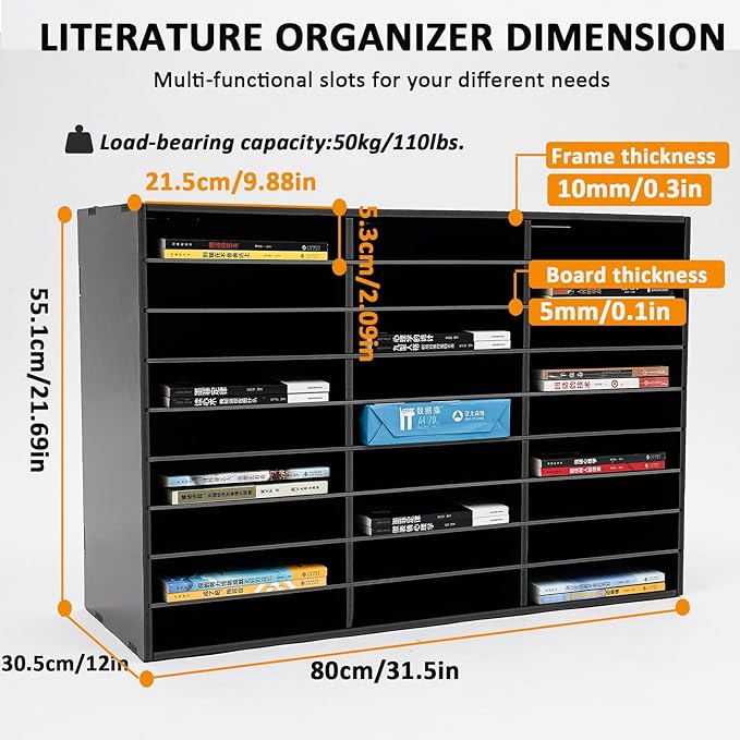 LOYALHEARTDY Desktop Literature Organizer,27 Compartments Paper Storage Cabinet Mail Organizer, 31.5 X 12 X 21.69 in Desktop File Sorter Mail Center Mailbox School Classroom Keepers for Home & Office