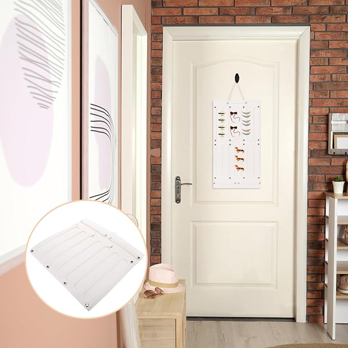 Felt Hanging Jewelry Storage Bag with Earring Organizer Wall Mount and Hair Clip Holder for Women, Beige Felt Accessory Organizer for Wall Display and Headband Storage