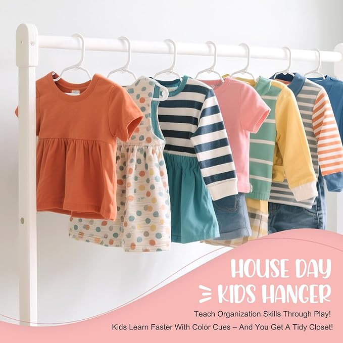 HOUSE DAY Baby Hangers 100 Pack - Durable Plastic Infant & Kids Clothes Hangers, Thin Compact Space-Saving Design for Nursery/Children's Closet, Toddler Small Hangers White (Infant/Baby/Toddler/Kids)
