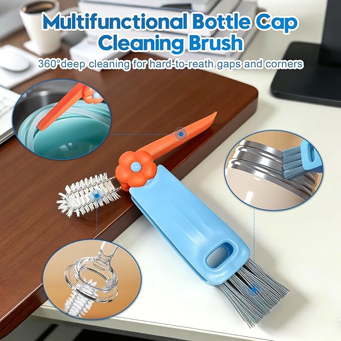 14 Pcs Bottle Brush Cleaner Set, Water Bottle Brush with Long Handle, Kitchen Scrub Cleaning Brushes, Straw & Lid Brushes for Glass, Cups, Coffee Mugs, Sports Bottle