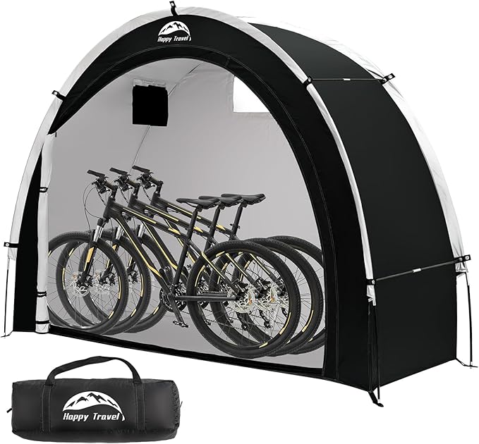 HAPPY TRAVEL Bike Storage Shed Tent,Outdoor Portable Bicycle Storage Sheds with 210D Oxford Fabric PU4000 Waterproof for 2/3/4/6/8 Bikes,Bike Covers Shelter for Motorcycle,Garden Tools,Toys,Lawn Mower