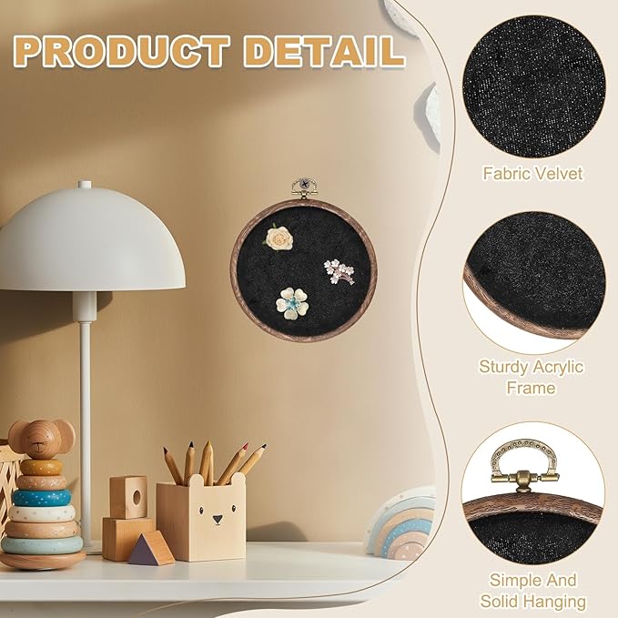 uxcell Round Pin Display Board, Velvet Wall Hanging Brooch Jewelry Display Stand Storage Holder for Enamel Pins Badges Brooches Jewelry, Black